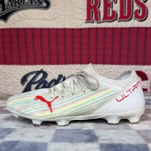 Size 9 - PUMA Ultra 3.2 FG AG White Red Blast Soccer Cleats 106300-03 Mens